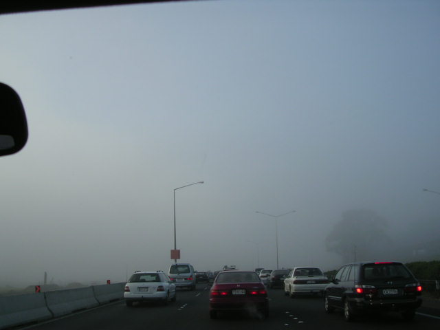 霧が出ている道路